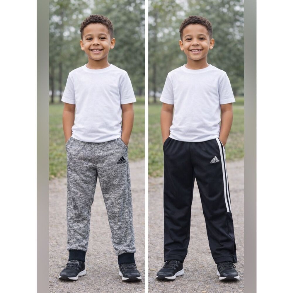 Adidas Youth Pants Bundle Size 6 Joggers & Track Pants Gray Black Athletic